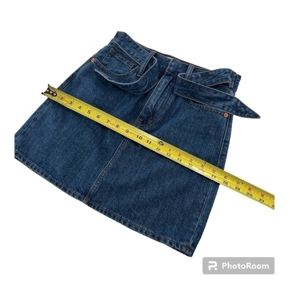 Madewell Rigid Haydel Wash Denim Straight Mini Skirt with Tie-Waist in Size 23 - Picture 8 of 10